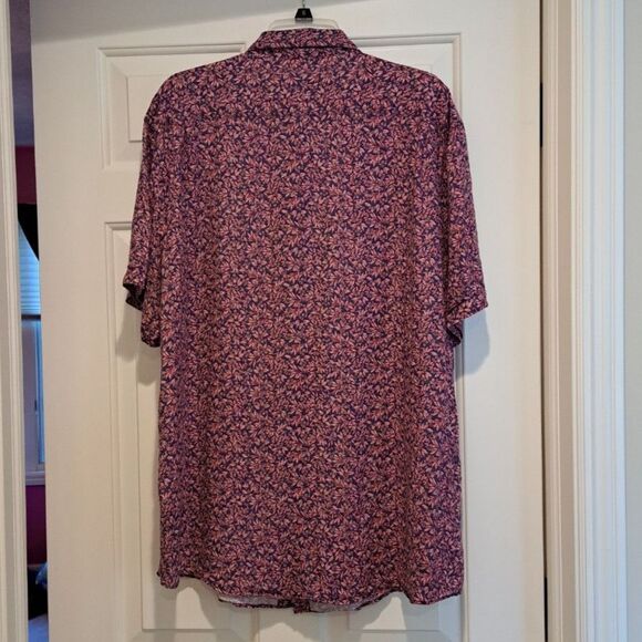 Rodd & Gunn Polo Shirt Men's Size 2XL Pink & Purple Floral Linen Button Up - Picture 2 of 10